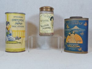 3 Talcum Powders Jap U Nita, Corylopsis, Madame Butterfly