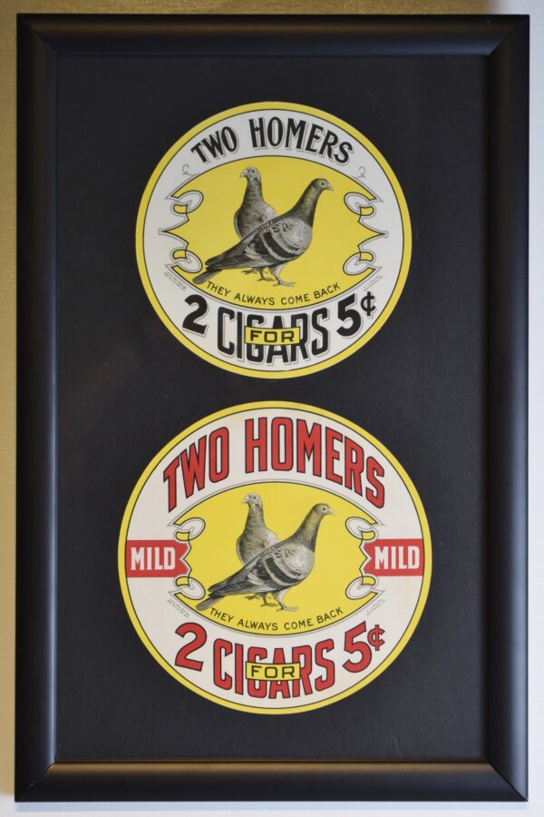 Two Homers Cigars Paper Labels Regular & Mild Framed
