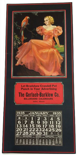 Calendar 1935 Lady and Parrot Gerlach Barklow Joliet - Discover ...