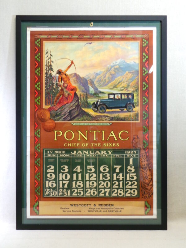 1927 Pontiac Sedan Calendar with Pontiac Indian Graphics
