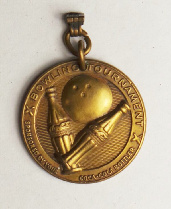 Coca Cola Watch Fob Bowling Tournament Brass