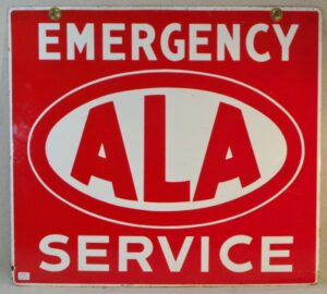 ALA Emergency Service Porcelain Double Sided Sign W/Bracket