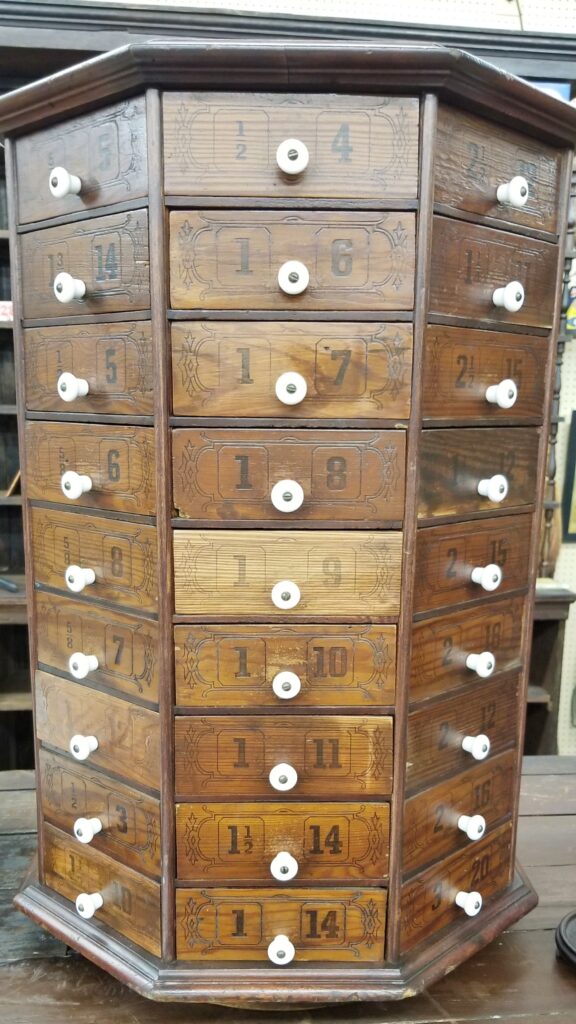 Hardware Store Rotating Bolt Cabinet 1903 Antique