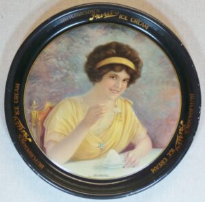 Purity Ice Cream Round Tin Serving Tray 1913 Hutchinson