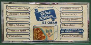 Blue Ribbon Ice Cream Flavor Menu Board Metal Frame