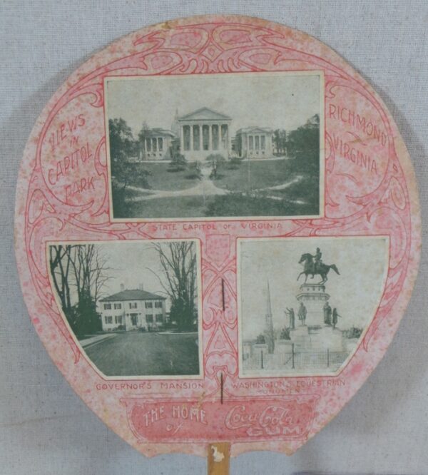 Coca Cola Pepsin Gum Paper Fan & Postcard Richmond VA - Image 2