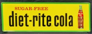 Diet Rite Cola Metal Embossed Sign 1960 Sugar Free