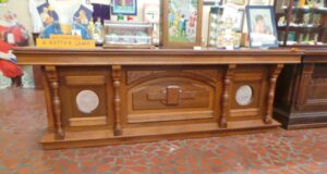 Pine Country Store Counter with Mirror Inserts