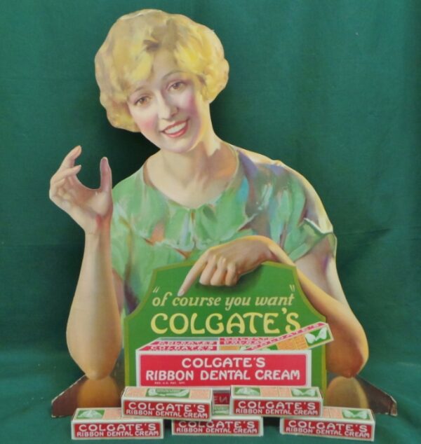 Colgate Dental Cream Cardboard Diecut Lady Store Display