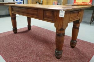 Heavy Pine Counter Store Turned Leg Table