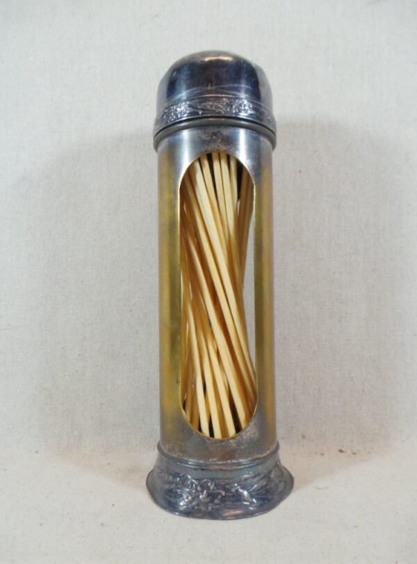Vintage Soda Fountain Silver Plate Over Brass Straw Holder