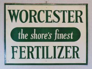 Worcester Fertilizer Sign Embossed Self Framed Metal