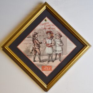 Fan Pull  Advertising Chocolate Framed Sign