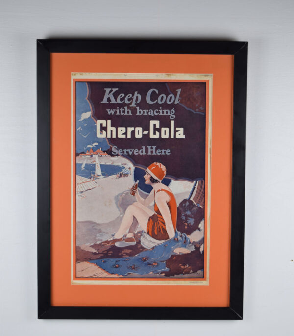 1920's Chero-Cola Soda Beach Theme Hanging Paper Ad Swimsuit