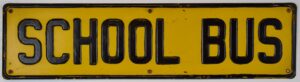 School Bus Sign Embossed Raised Frame Metal Small