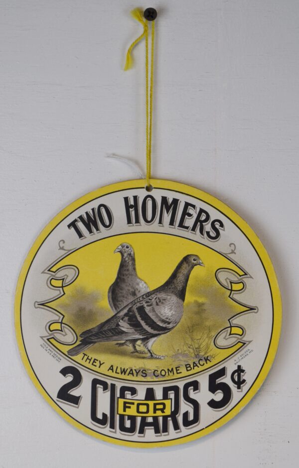 Fan Pull Two Homers Tobacco Cigars Homing Pigeons Cardboard