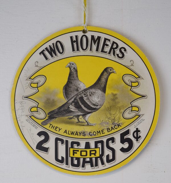 Fan Pull Two Homers Tobacco Cigars Homing Pigeons Cardboard - Image 4