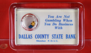 Gambling Paperweight Dallas County State Bank Glass