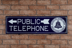 New Jersey Bell Telephone Porcelain Arrow Sign 19 X 5.5 Inches