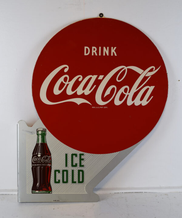 1951 Drink Coca Cola Ice Cold Flange Coke Diecut Sign