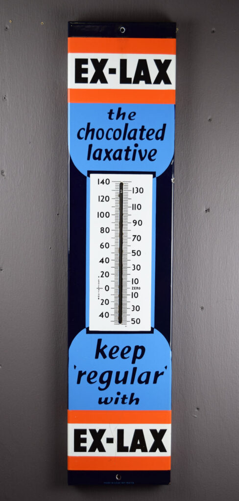 Porcelain Ex-Lax Vertical Thermometer Keep Regular With