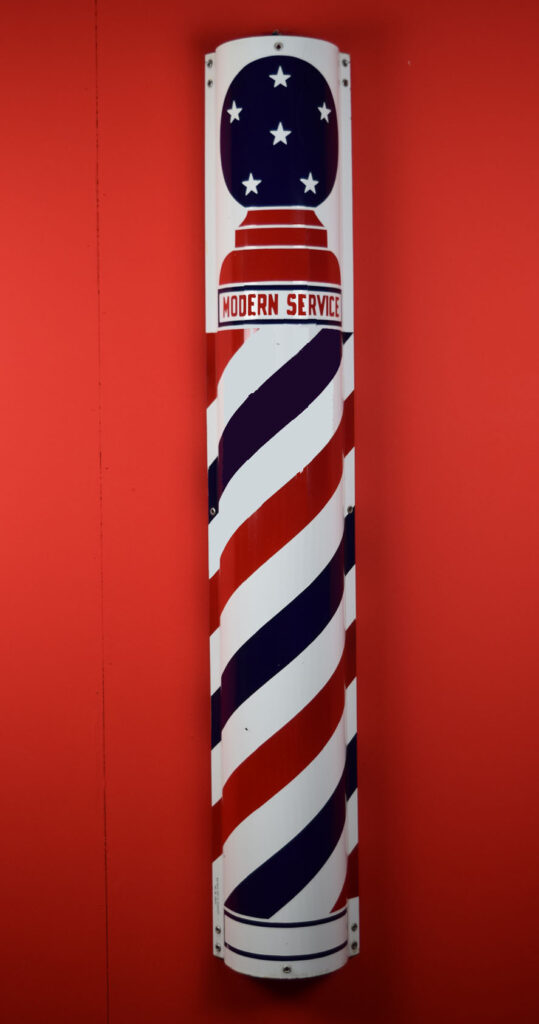 Curved Porcelain Modern Service Barber Shop Pole Sign