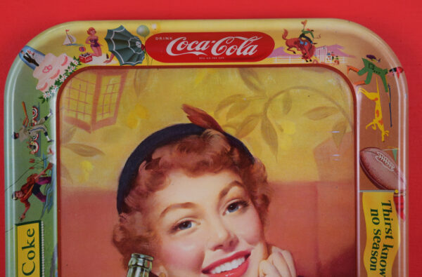 NOS Coca Cola 1950s Thirst Knows No Season Serving Tray - Image 2