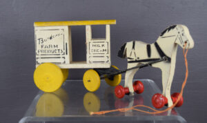 Small Borden's Farm Products Horse Drawn Milk Wagon Toy