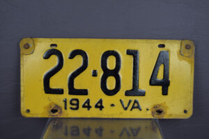 1944 Fibreboard Virginia License Tag 1942 Metal Virginia Tag