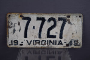 1945 Virginia Metal License Tag Automobile Plate