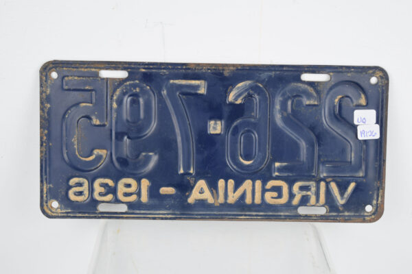 1936 Virginia License Metal Tag Automobile Plate - Image 4