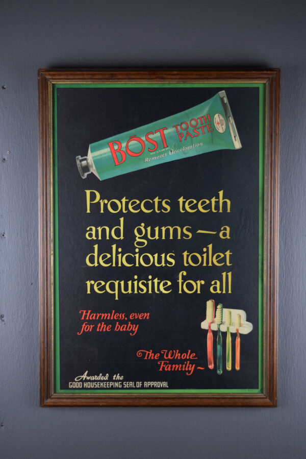 Bost Toothpaste Sign Framed Cardboard