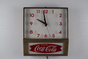 Coca Cola Fishtail Light Up Clock 1950s Era Gold Case Coke