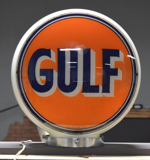 Gulf Gasoline Wide Body Milk Glass Gas Globe Gulf Lenses - Image 3