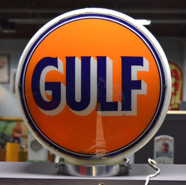 Gulf Gasoline Wide Body Milk Glass Gas Globe Gulf Lenses - Image 4