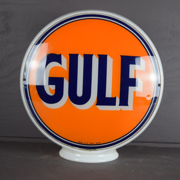 Gulf Gasoline Wide Body Milk Glass Gas Globe Gulf Lenses - Image 5