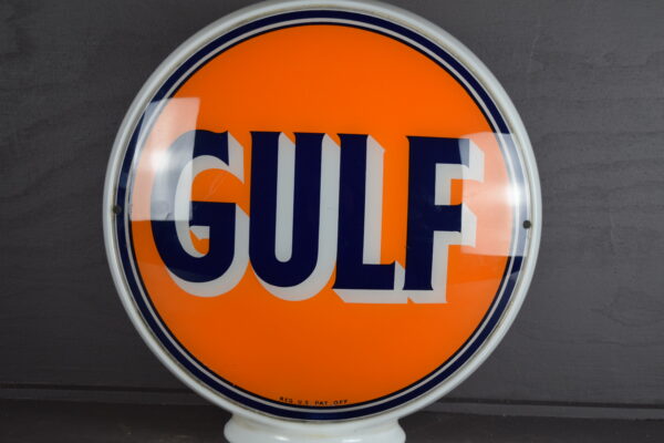 Gulf Gasoline Wide Body Milk Glass Gas Globe Gulf Lenses - Image 9