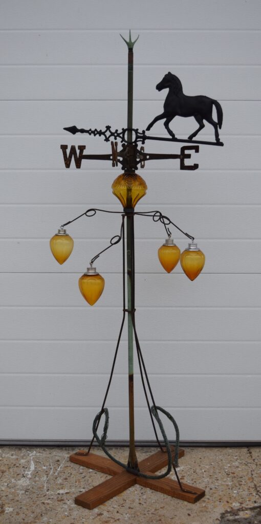 Hawkeye Lightning Rod With Small Trotting Horse Weathervane
