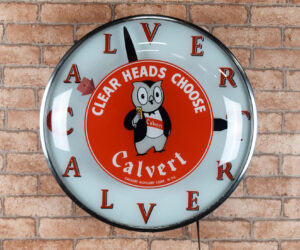 Calvert Whiskey Round Bubble Face Telechron Light Up Clock