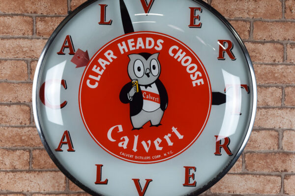 Calvert Whiskey Round Bubble Face Telechron Light Up Clock - Image 2