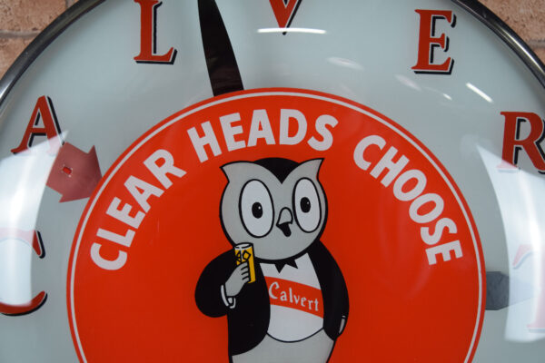 Calvert Whiskey Round Bubble Face Telechron Light Up Clock - Image 4
