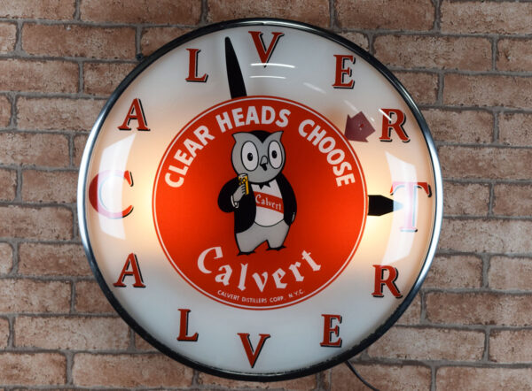Calvert Whiskey Round Bubble Face Telechron Light Up Clock - Image 5