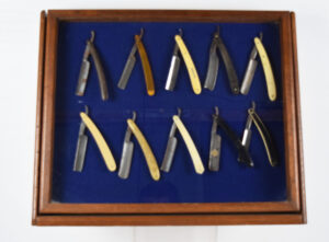 Camillus Pocket Knife Glass Front Wooden Display Case