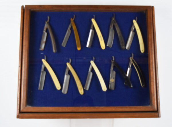 Camillus Pocket Knife Glass Front Wooden Display Case