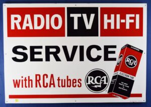 RCA Electron Tubes Tin Dealer Sign Radio TV Hi-Fi