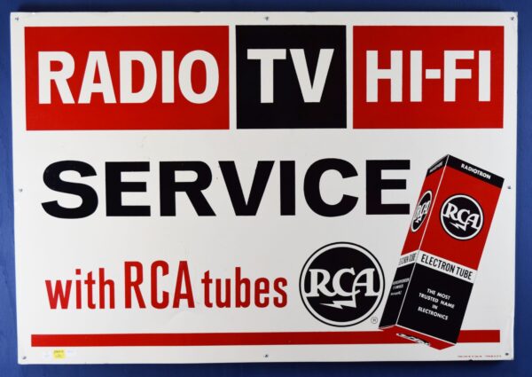 RCA Electron Tubes Tin Dealer Sign Radio TV Hi-Fi