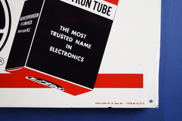 RCA Electron Tubes Tin Dealer Sign Radio TV Hi-Fi - Image 7