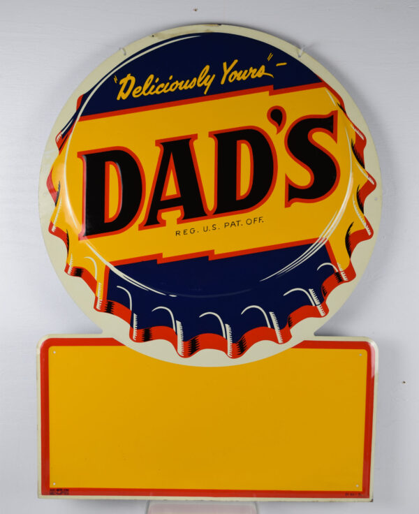 Deliciously Yours Dad's Root Beer Die Cut Embossed Tin Sign