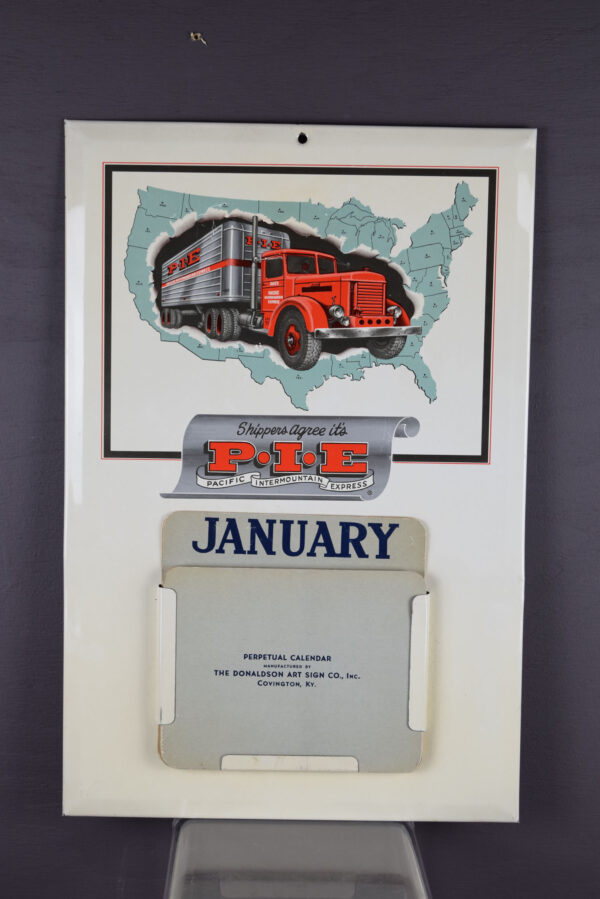 Pacific Intermountain Express Perpetual Calendar Metal Back