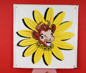 Borden's Ice Cream Embossed Tin Sign Elise The Cow Logo